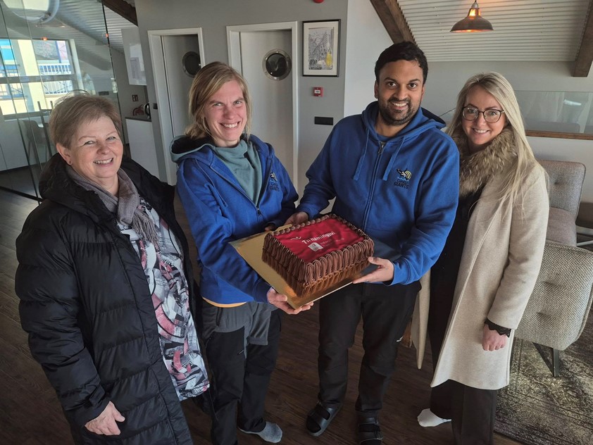 Celebrating with a cake