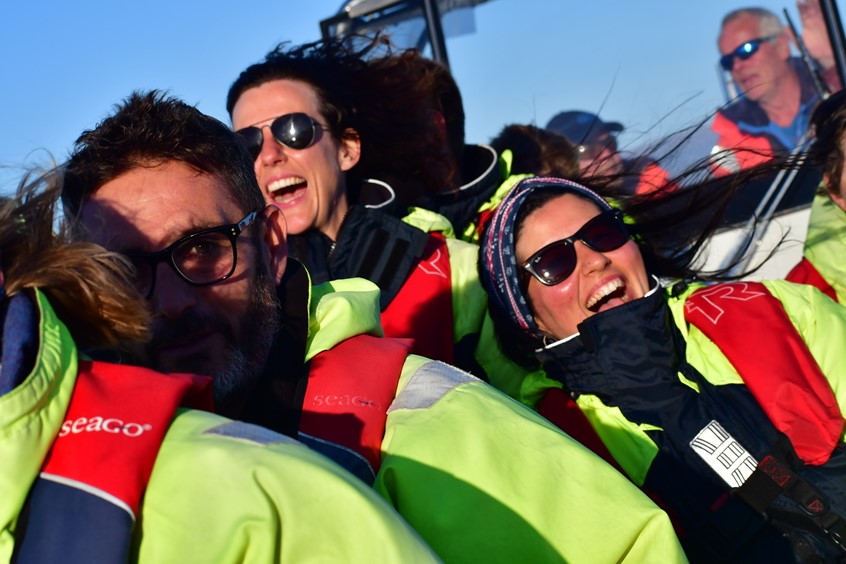 Staff having fun on board Gentle Giants boats