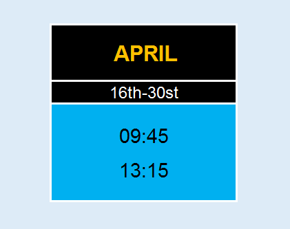schedule 2nd half April
