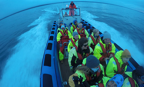 Our staff sailing RIB Amma Sigga for the first time into her new home harbour Húsavík.