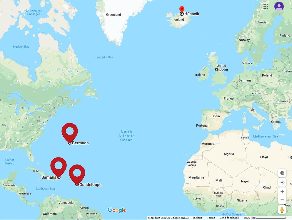 Migration pattern and matches Skjálfandi Bay humpback whales